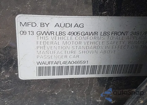 2014 Audi A4 2.0T Premium from USA, damaged, VIN WAUFFAFL4EA046591